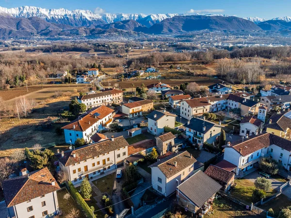 Αεροφωτογραφία Κτιρίων Μικρή Πόλη Στην Επαρχία Udine Ιταλία — Φωτογραφία Αρχείου