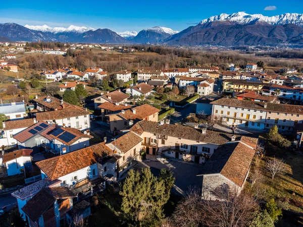 Flygfoto Byggnader Liten Stad Provinsen Udine Italien — Stockfoto
