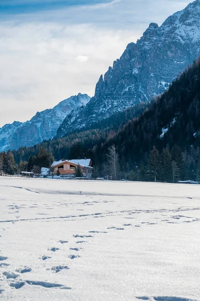 Karla kaplı dağlarla kaplı güzel kış manzarası