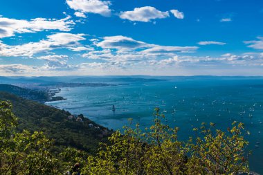 Birçok tekneyle deniz manzarası