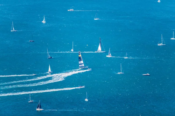 Aerial View Sea Many Sailboats — Zdjęcie stockowe
