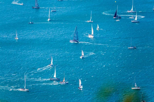 Aerial View Sea Many Boats — ストック写真