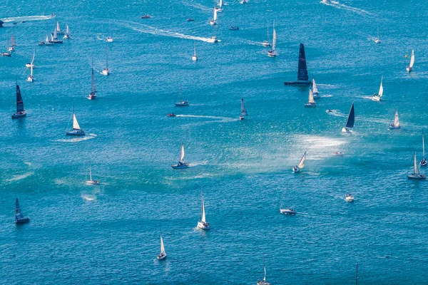 Aerial View Sea Many Boats — Photo