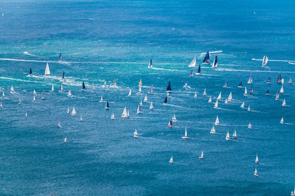 Vue Aérienne Mer Avec Nombreux Bateaux — Photo