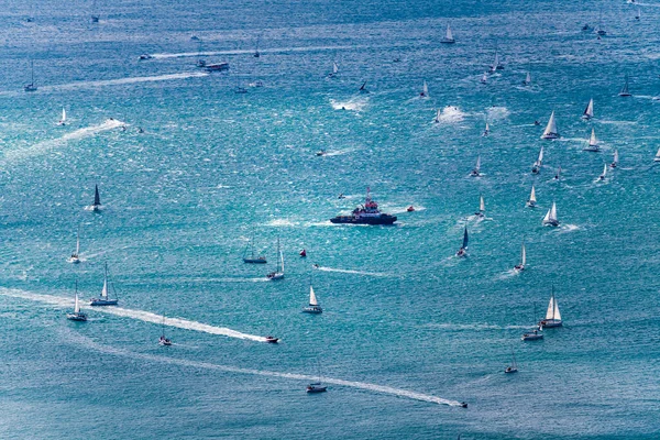 Aerial View Sea Many Boats — стоковое фото