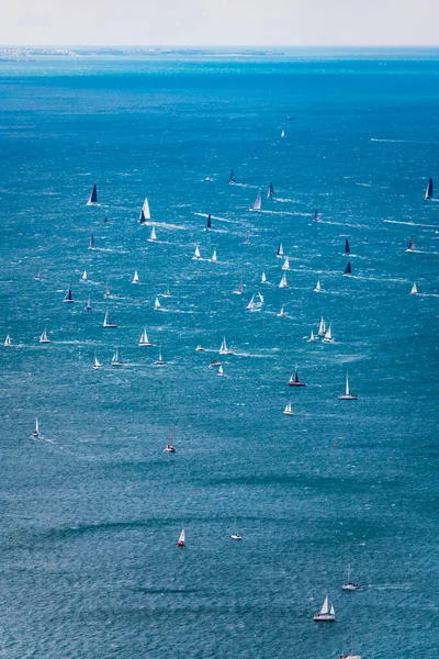 Vista Aérea Mar Com Muitos Barcos — Fotografia de Stock