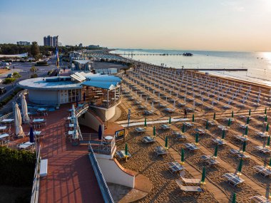 View from the top of the sunrise on the beach of Lignano Sabbiadoro.