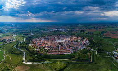 Palmanova, Udine, Italy. An exemplary fortification project of its time was laid down in 1593, Aerial View clipart