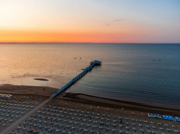 Schöner Sonnenaufgang Über Dem Strand Von Lignano Sabbiadoro Luftaufnahme — Stockfoto