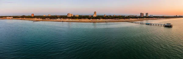 Belo Nascer Sol Sobre Praia Lignano Sabbiadoro Vista Panorâmica — Fotografia de Stock