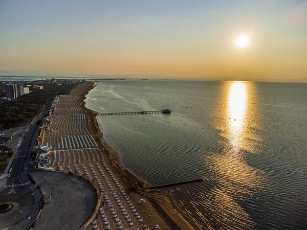 Beautiful Sunrise Beach Lignano Sabbiadoro Aerial View — Stockfoto
