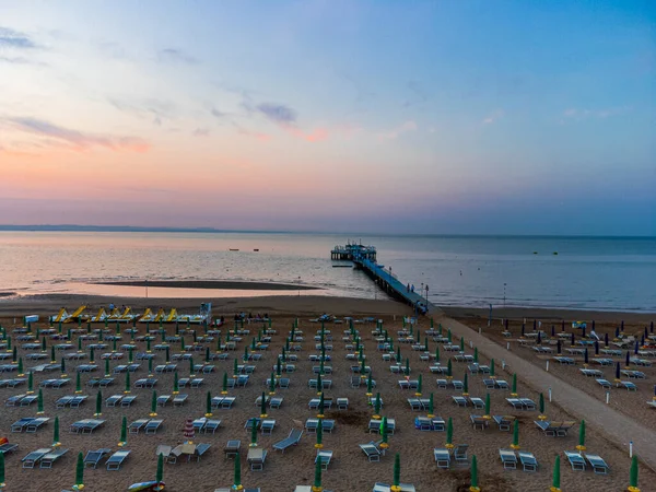 Hermoso Amanecer Sobre Playa Lignano Sabbiadoro Vista Aérea — Foto de Stock