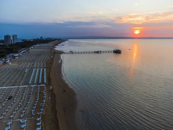 Beautiful Sunrise Beach Lignano Sabbiadoro Aerial View — Stock Fotó