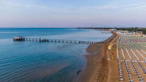 Vista Aérea Costa Praia Lignano Sabbiadoro Itália — Fotografia de Stock