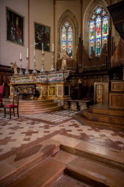 Perugia, İtalya - 23 Haziran 2022: Antik katedral iç mimarisi