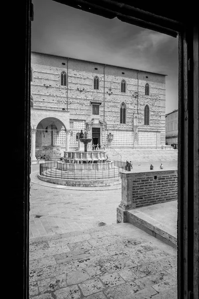 Perugia Włochy Czerwca 2022 Rynek Centralny Fontanną Starożytnym Mieście — Zdjęcie stockowe