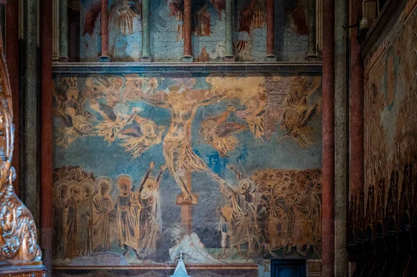 Innenraum Der Alten Kirche Assisi Italien — Stockfoto