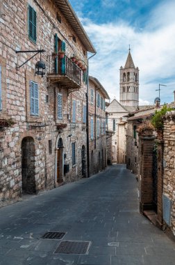 Assisi, İtalya - 23 Haziran 2022: Siena, İtalya 'nın eski Asisi kasabası