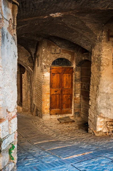 Medieval architecture of village in Umbria, magic of Spello.