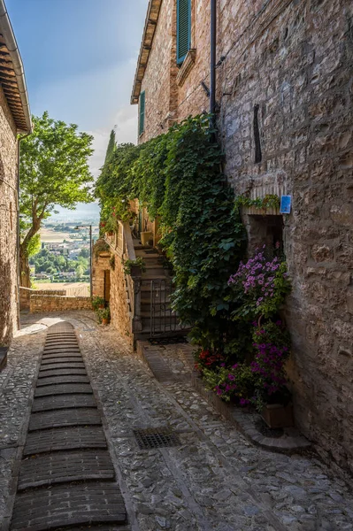 Medieval architecture of village in Umbria, magic of Spello.