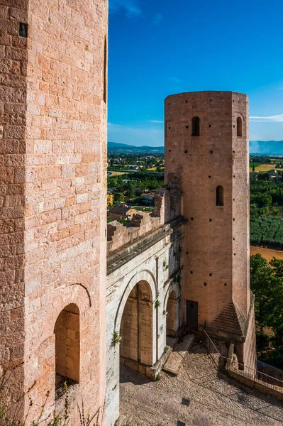 Arquitetura Medieval Aldeia Úmbria Magia Spello — Fotografia de Stock