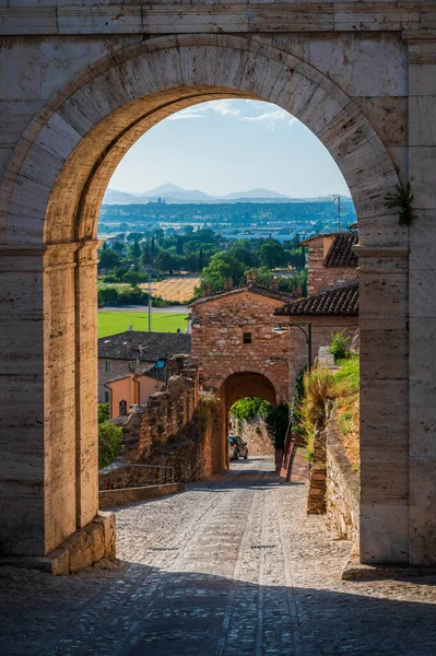 Medeltida Arkitektur Byn Umbrien Magi Spello — Stockfoto