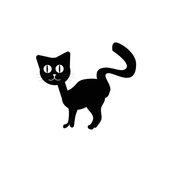 Jednoduchá Roztomilá Černá Kočka Halloween Vektorové Ilustrace — Stockový vektor