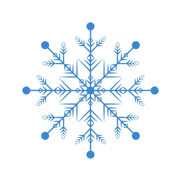 蓝色的雪花 平淡的风格 圣诞节 新年假期的象征 白色背景的蓝色轮廓 矢量说明 — 图库矢量图片