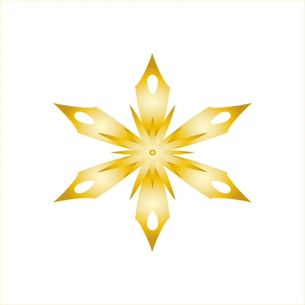 Gold Snowflake Flat Style Symbol Winter Christmas New Year Holiday — Stock Vector