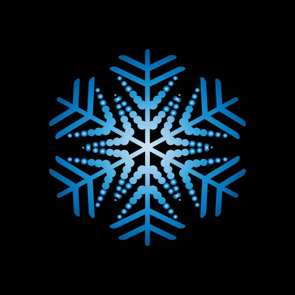 蓝色的雪花 圣诞节 新年假期的象征 黑色背景上的蓝色轮廓 矢量说明 — 图库矢量图片