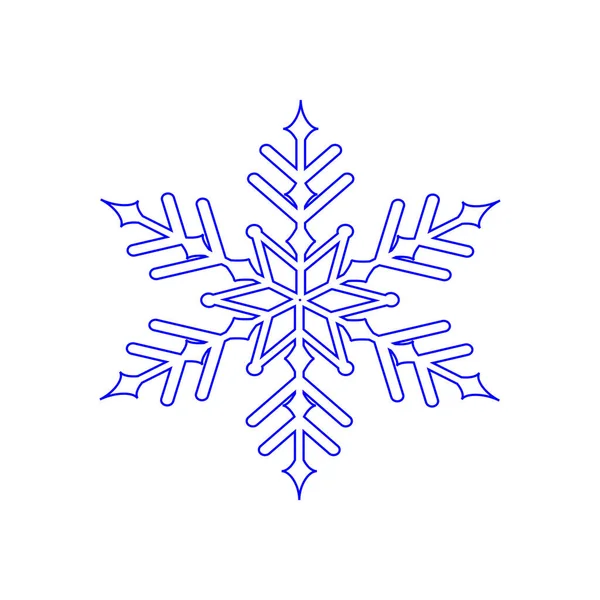 Flocon Neige Bleu Symbole Hiver Noël Nouvel Silhouette Bleue Sur — Image vectorielle