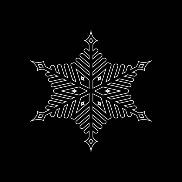 Белый Снежок Символ Зимы Рождества Нового Года Белый Силуэт Черном — стоковый вектор