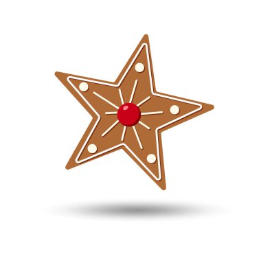 Zencefilli kurabiye beyaz arka planda izole edilmiş. Vektör çizimi. Şekerli zencefilli kurabiye kapağı.