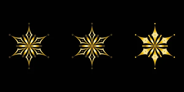Золотые Снежинки Плоский Стиль Символ Зимы Рождества Нового Года Золотой — стоковый вектор