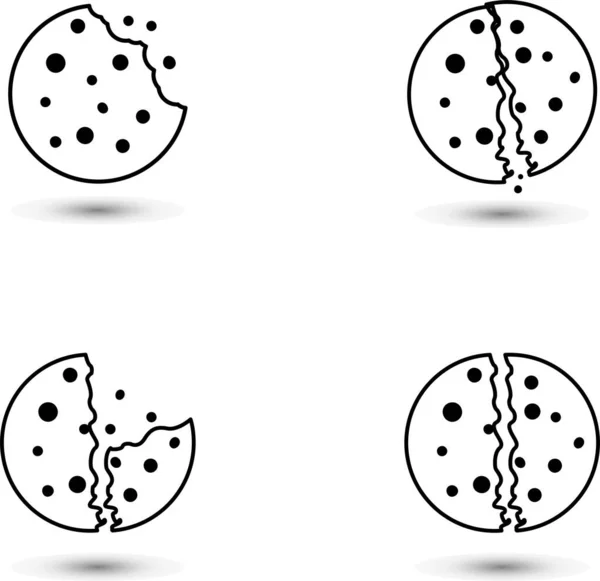 Zestaw Ikon Przeglądarki Cookie Ikona Ciasteczek Izolowana Białym Tle Ilustracja — Wektor stockowy