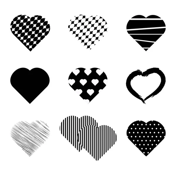 stock vector Set of hearts. Decorative design elements . Black silhouette on white background. Vector 