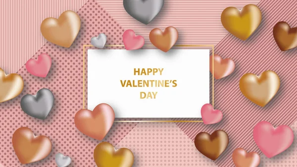 Happy Valentine Day Concept Template Hearts Banner Greeting Card — Stock Photo, Image