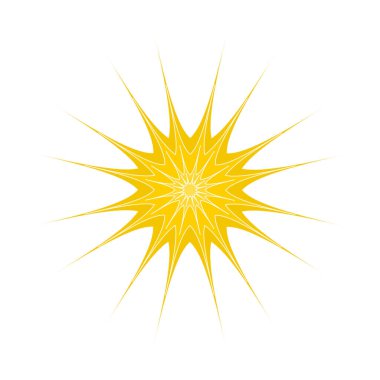 Beyaz arkaplan logo tasarımı Vektör illüstrasyonunda yıldız patlaması sarı silueti