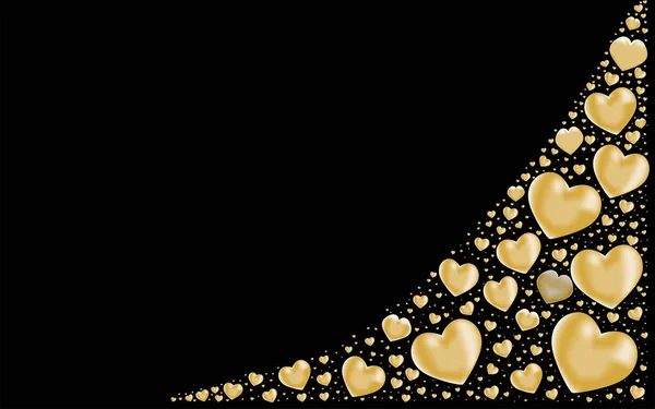 Gold Hearts Design Backgrounds Greeting Card Banner Vector — Stock Vector