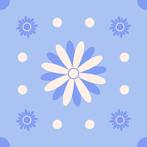 Nahtlose Abstrakte Blumenmuster Auf Hellblauem Hintergrund Geometrisches Florales Ornament Grafisches — Stockvektor
