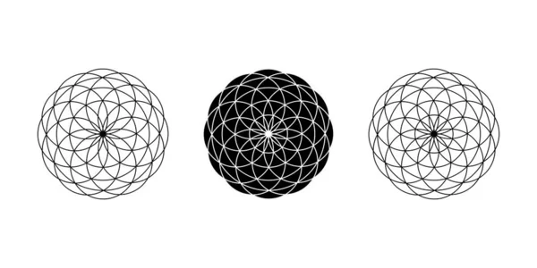 Simbol Abstrak Minimal Mengatur Logo Pusaran Lingkaran Bentuk Geometris Ilustrasi - Stok Vektor