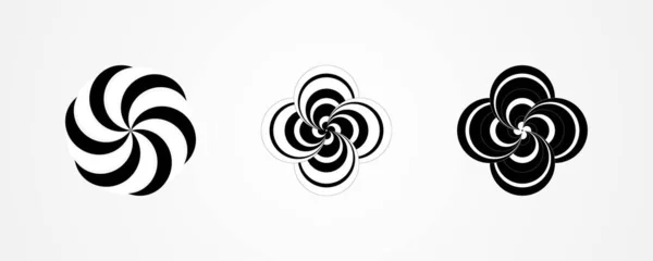 最小抽象符号集圆形涡旋标志几何形状矢量插图 — 图库矢量图片