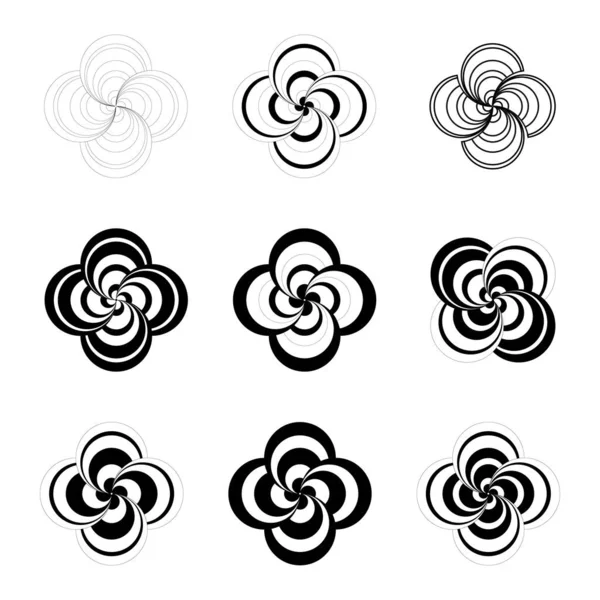 Ensemble Minimal Symboles Abstraits Logo Vortex Circulaire Forme Géométrique Illustration — Image vectorielle