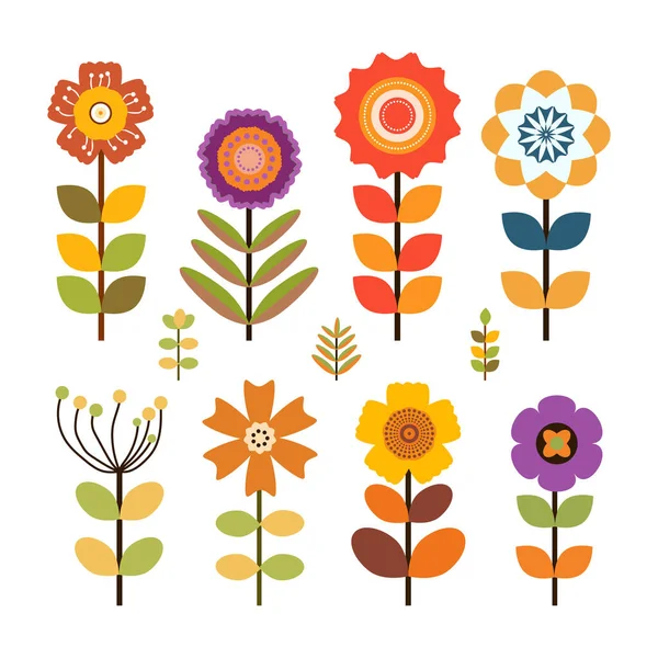 Set Colorful Flowers White Background Flower Icon Vector Illustration — Stock Vector