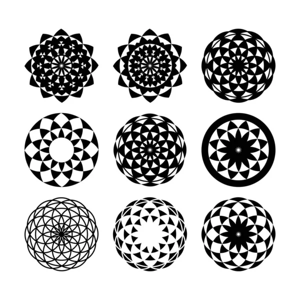 Sacred Geometry Symbol Set Geometric Logo Design Fractal Design Flower — Vetor de Stock