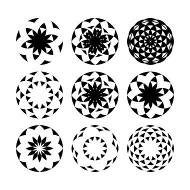 Asgari soyut sembol Çember girdap logosu Geometrik şekil vektörü çizimi