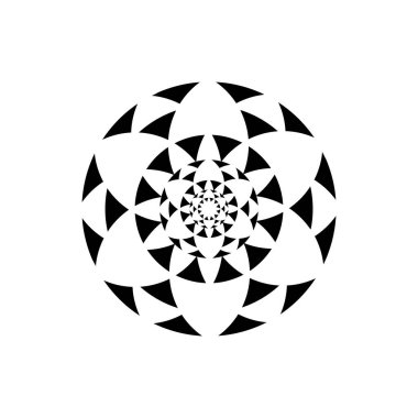 Dijital çiçek Minimum soyut sembol Geometrik şekil Dairesel Fraktal Tasarım Vektörü illüstrasyonu