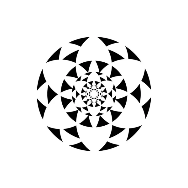 Digital Flower Minimal Simbol Abstrak Bentuk Geometris Circular Fractal Design - Stok Vektor