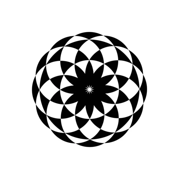 Fleur Numérique Symbole Abstrait Minimal Forme Géométrique Conception Circulaire Fractale — Image vectorielle