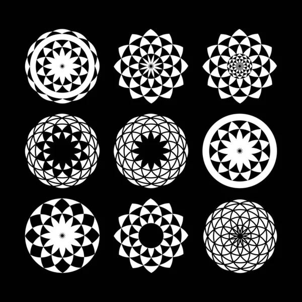Conjunto Símbolos Abstrato Mínimo Logótipo Vórtice Círculo Forma Geométrica Ilustração — Vetor de Stock
